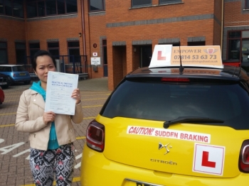Iacute;ve just passed my driving test first time with only one minor and I wouldnacute;t have been able to have done it without my instructor Kal He was very patient and his constant encouragement was what earned me my certificate Thank you so much Tuyet